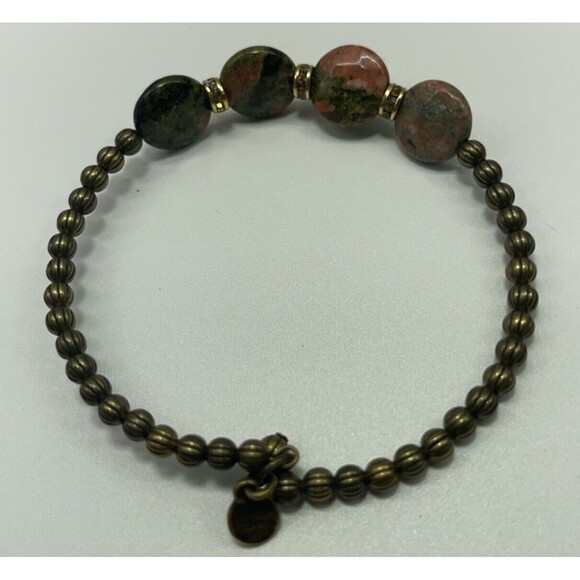 Lenny & Eva Genuine￼ Unakite Stone Beaded Bracelet New W/O Tags - Picture 4 of 6